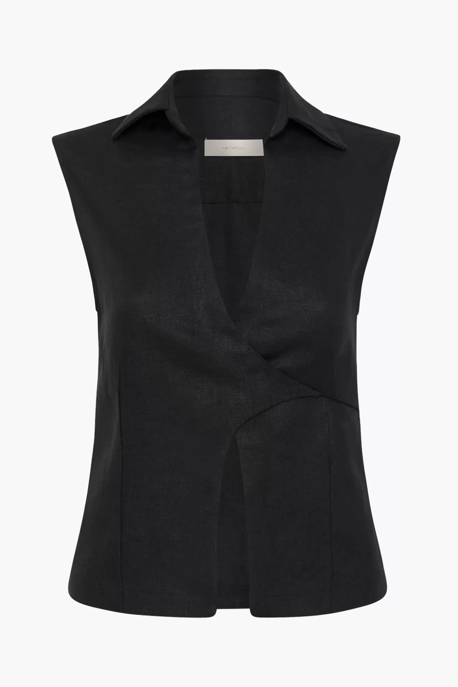 Tops<FAITHFULL THE BRAND ANTIBES SLEEVELESS WRAP SHIRT Black