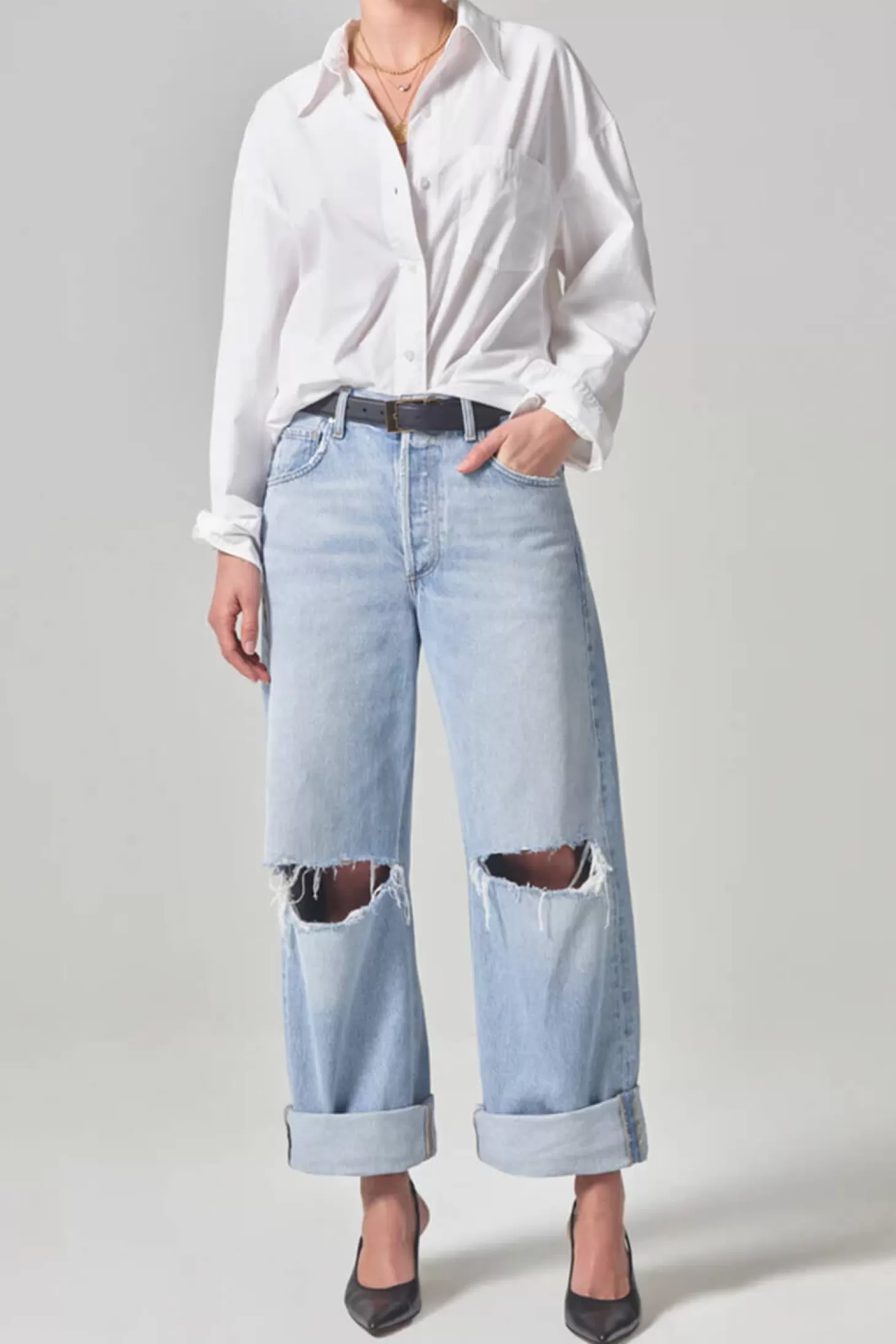 Denim<CITIZENS OF HUMANITY AYLA BAGGY CUFFED CROP JEAN Pagoda