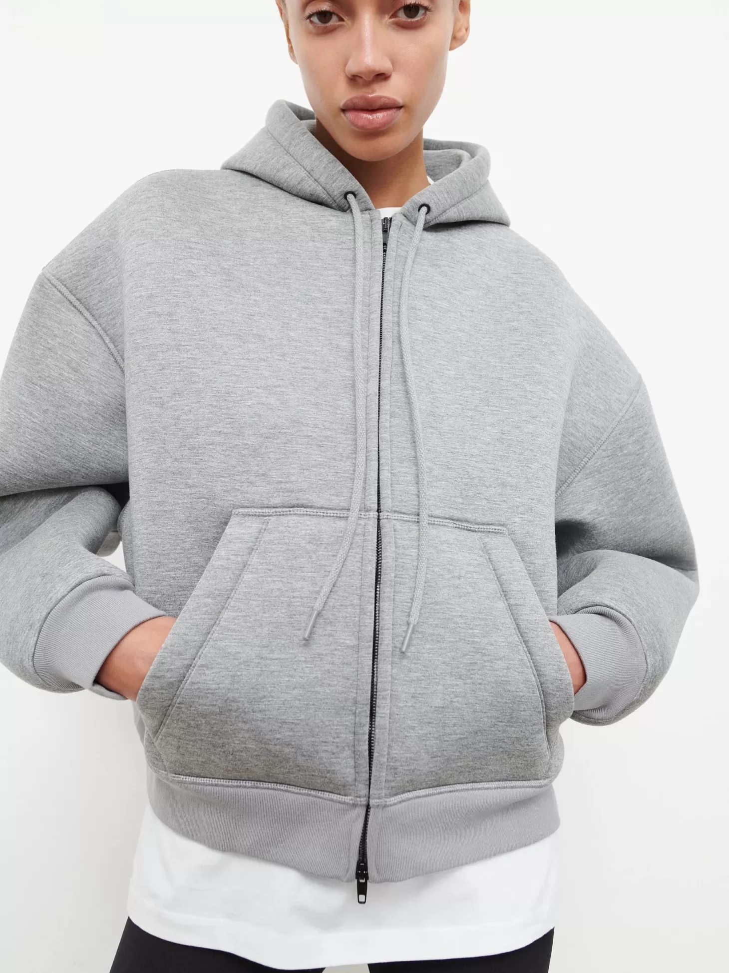 Jackets | Sweatshirts & Loungewear<WARDROBE.NYC BONDED ZIP HOODIE GreyMarl