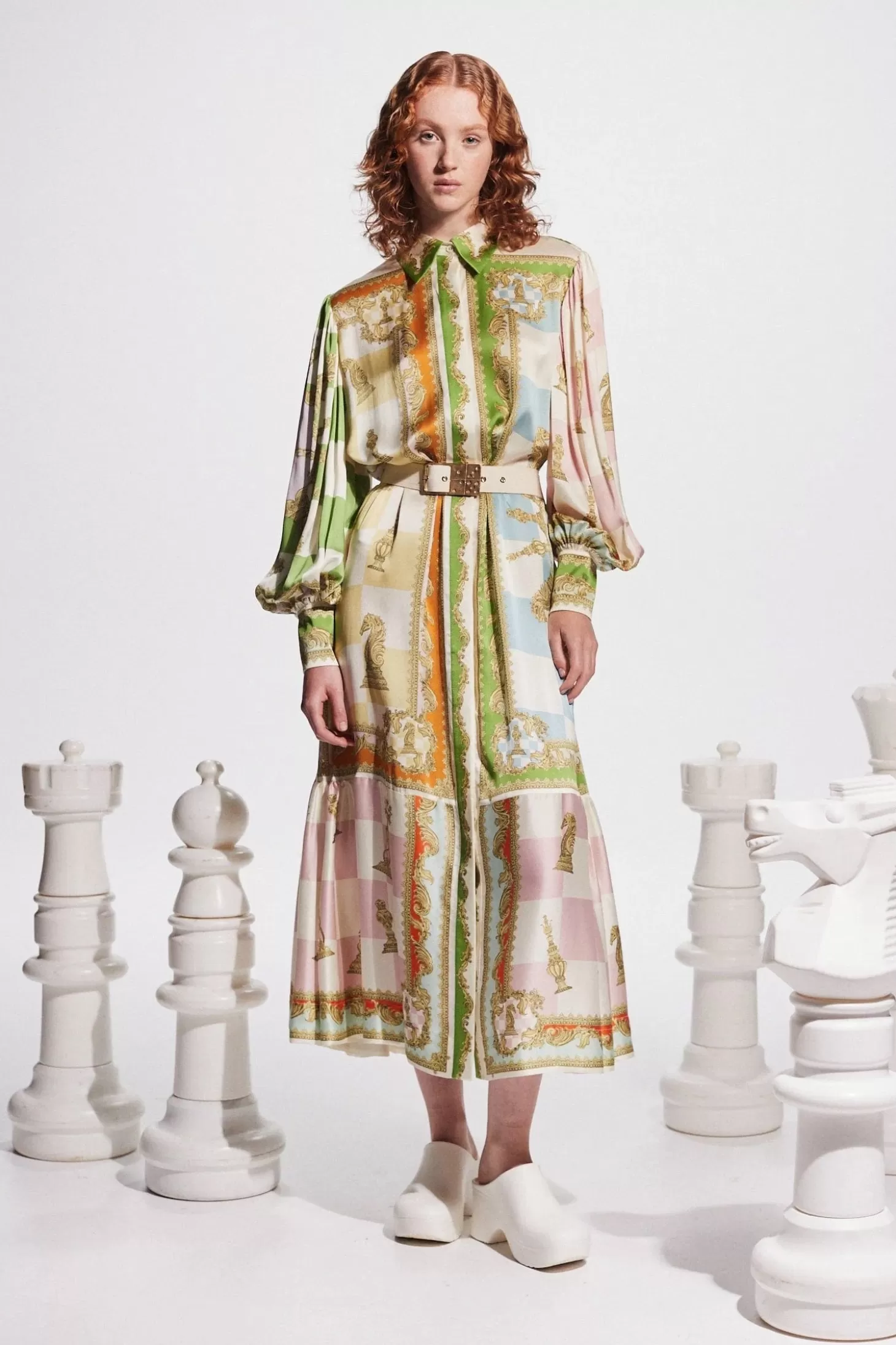 Dresses<ALÉMAIS CHECKMATE SILK SHIRTDRESS Multi