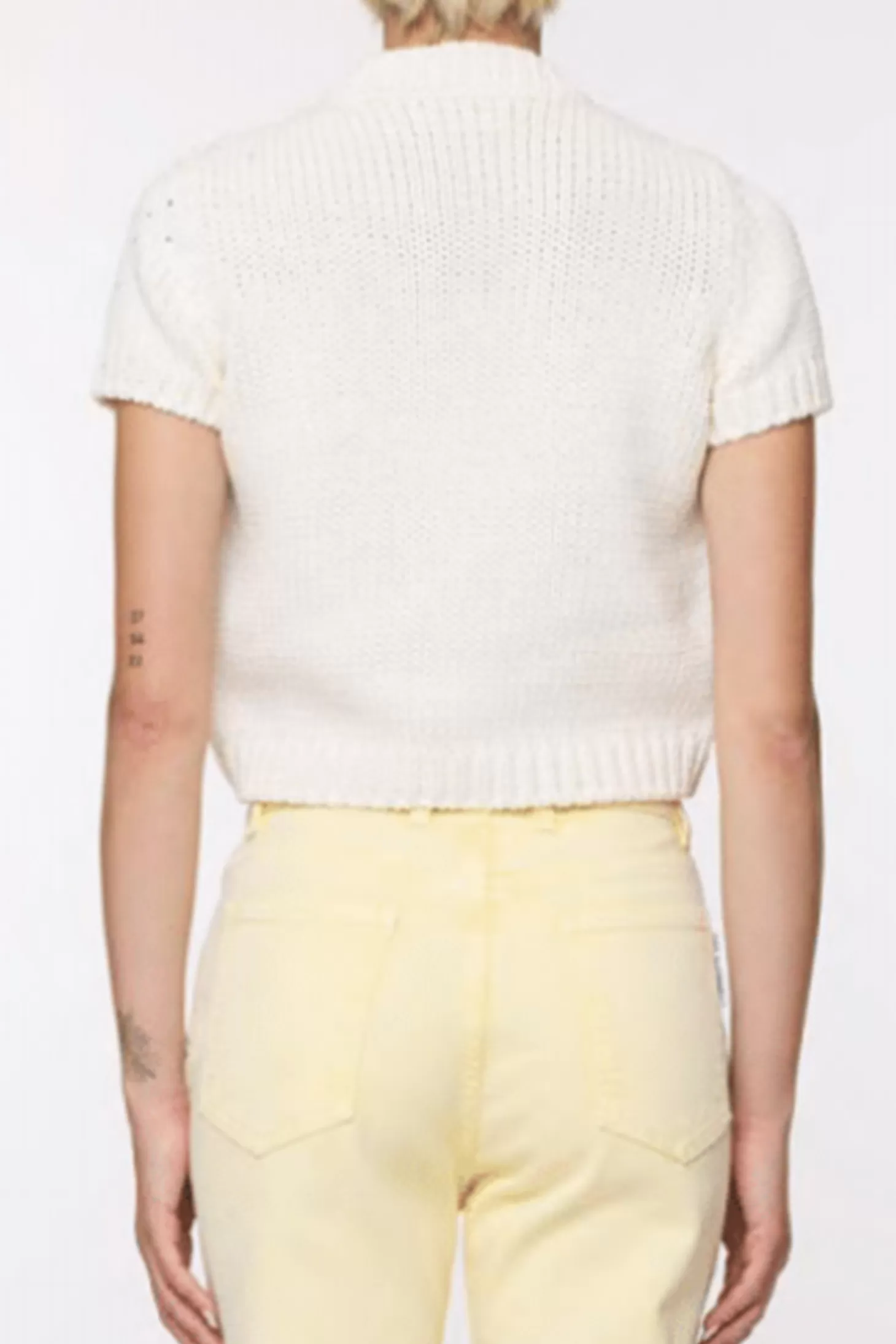 Tops<DES PHEMMES CHUNKY KNIT TSHIRT White