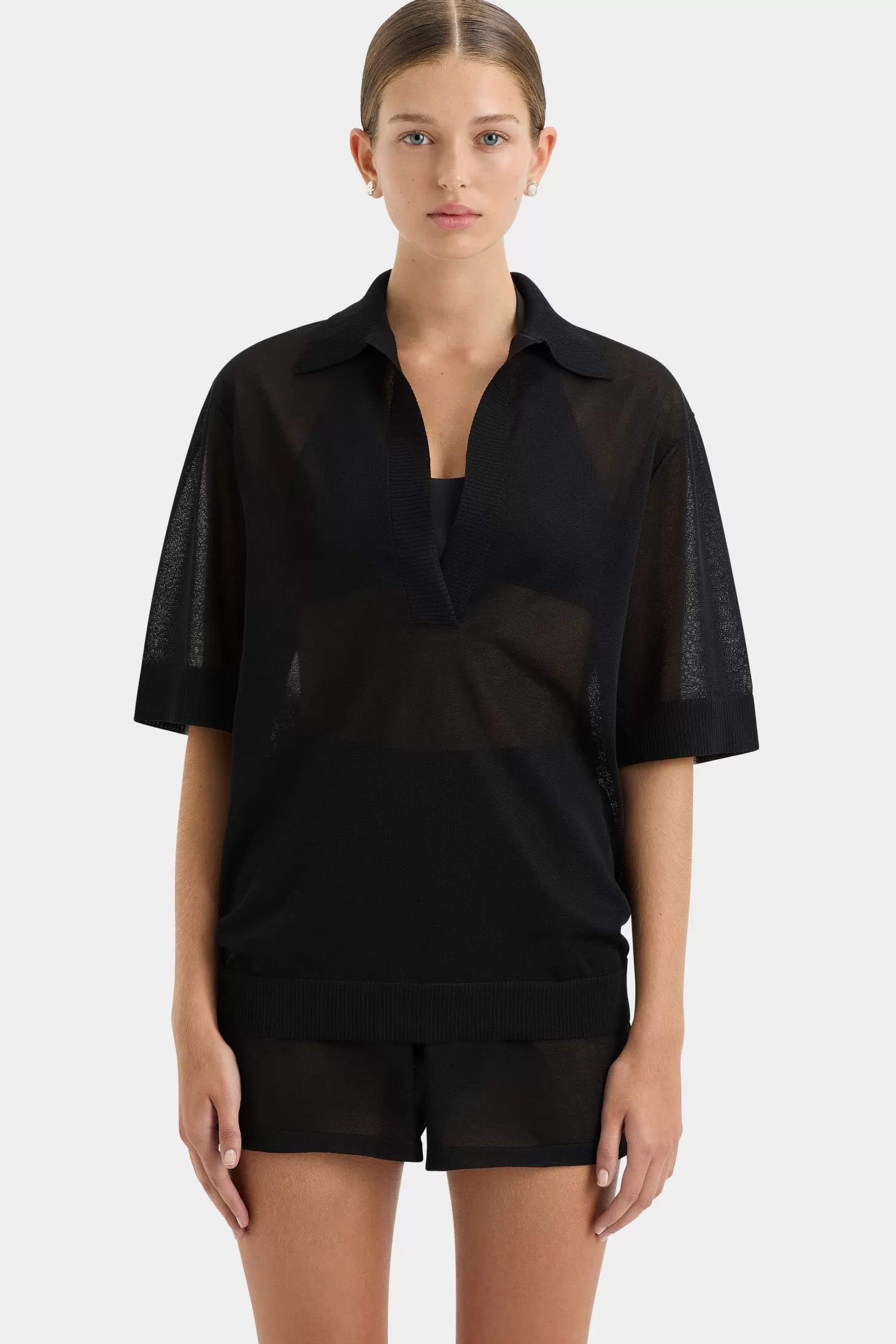 Tops<SIR COASTLINE OVERLAY SHIRT Black