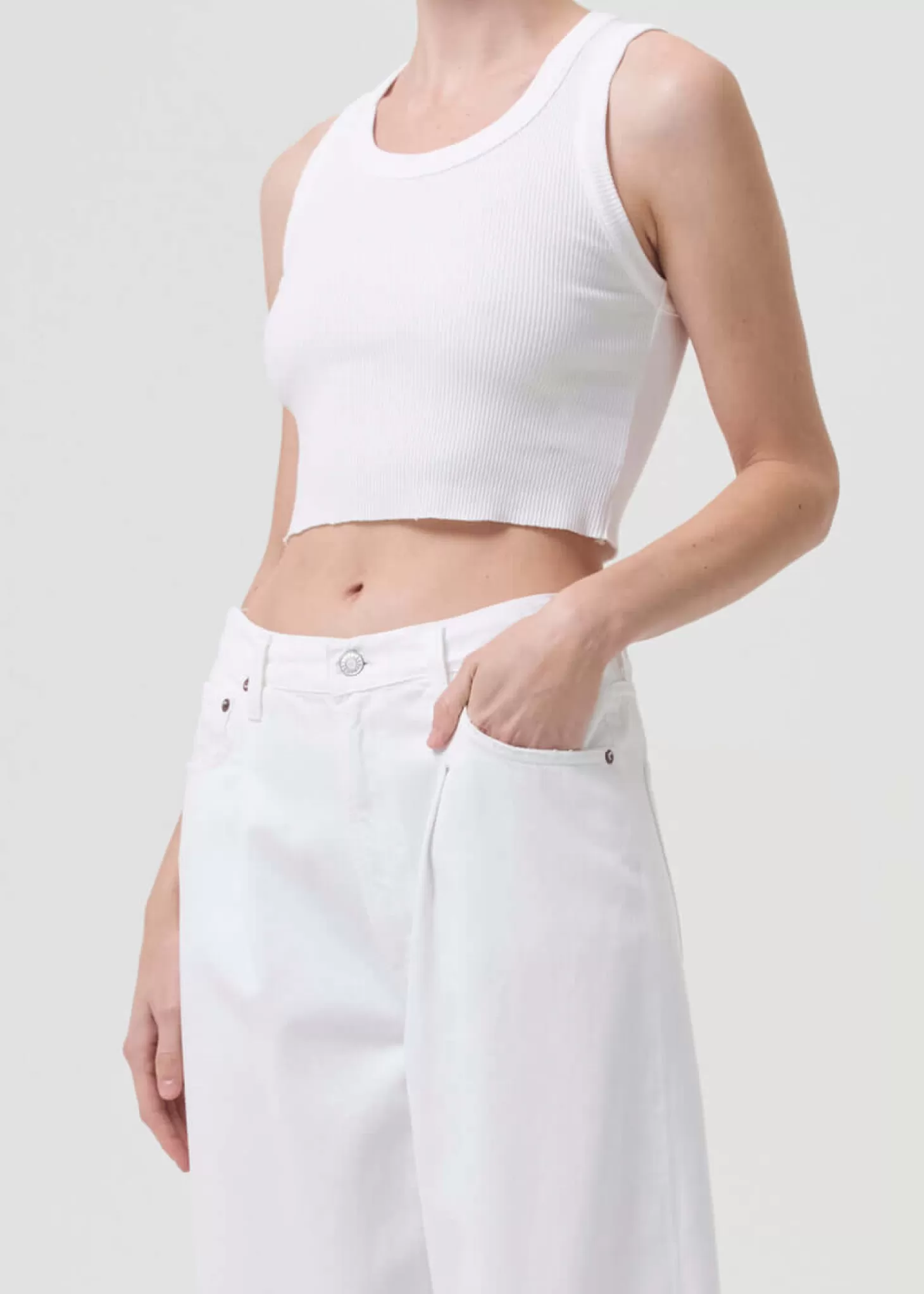 Tops<AGOLDE CROPPED POPPY TANK White