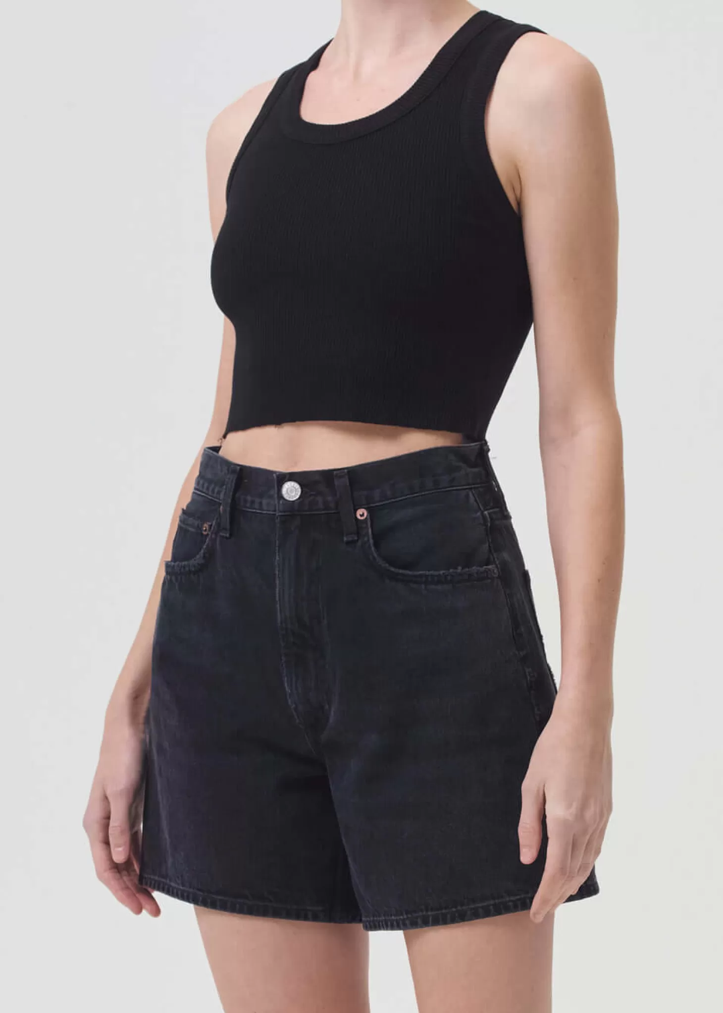 Tops<AGOLDE CROPPED POPPY TANK Black