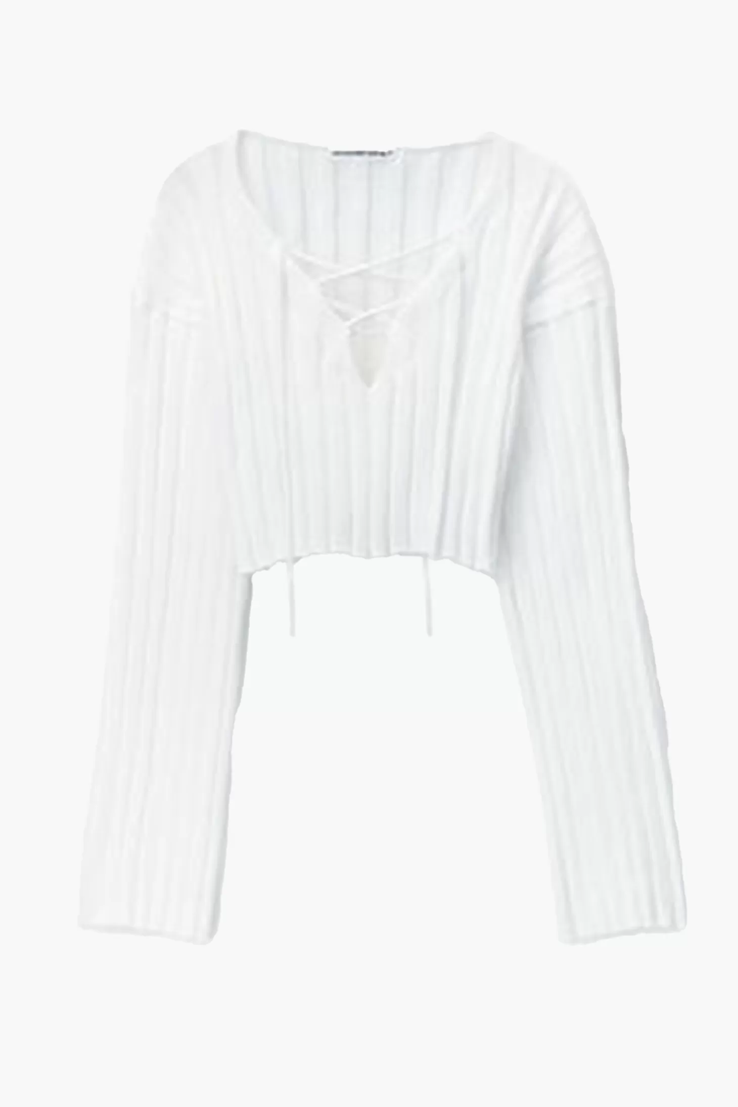 Knitwear<ALEXANDERWANG.T DROP SHOULDER CROPPED LS PULLOVER W/ LACING DETAIL White