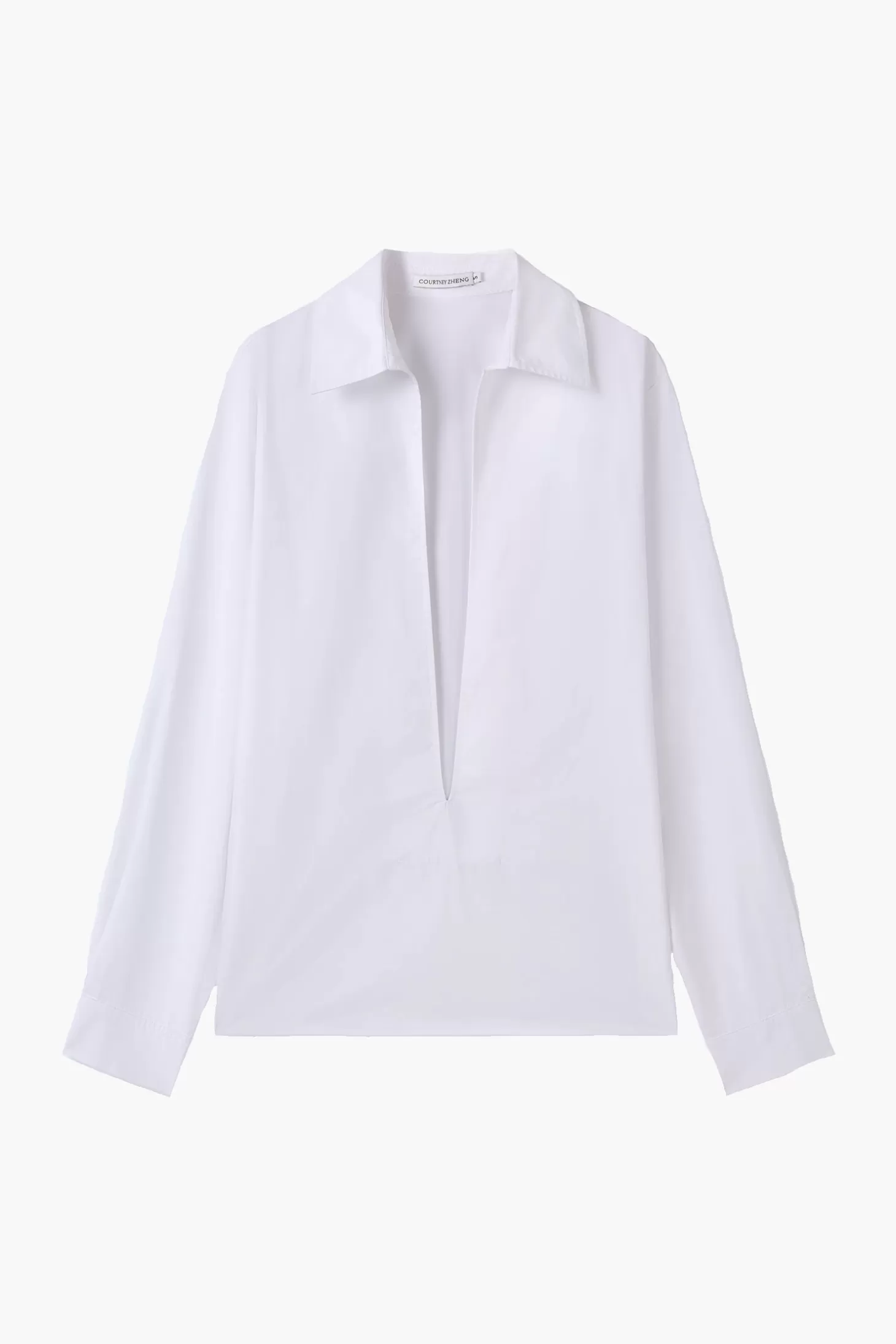 Tops<COURTNEY ZHENG HAINES POPLIN FRONT SLIT SHIRT White