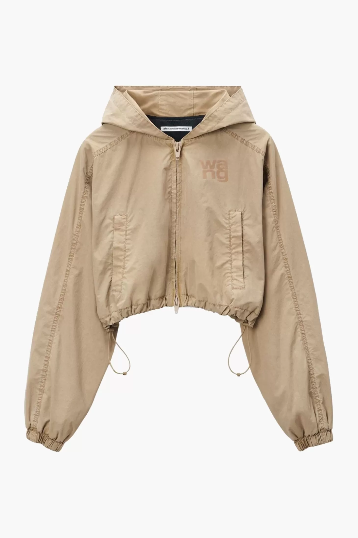 Jackets<ALEXANDERWANG.T HOODED CROPPED ZIP JACKET Safari