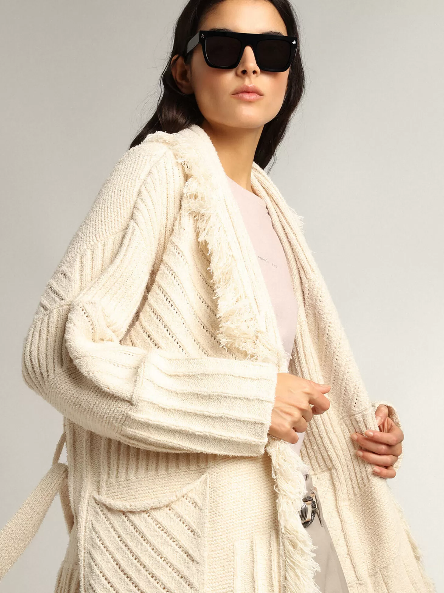 Jackets | Knitwear<GOLDEN GOOSE JOURNEY W'S KNIT BELTED CARDIGAN Papyrus