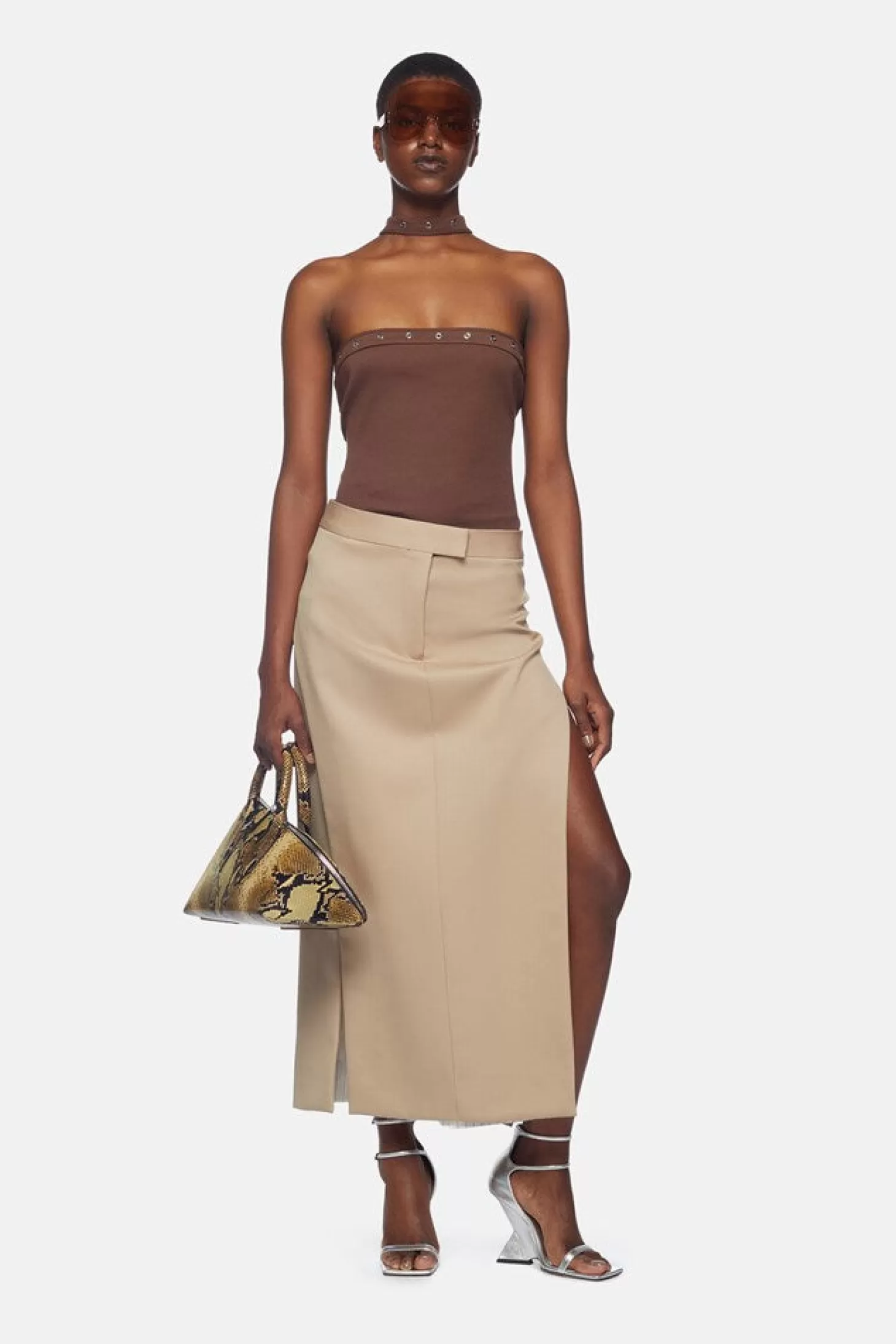 Skirts<THE ATTICO MIDI SKIRT Beige