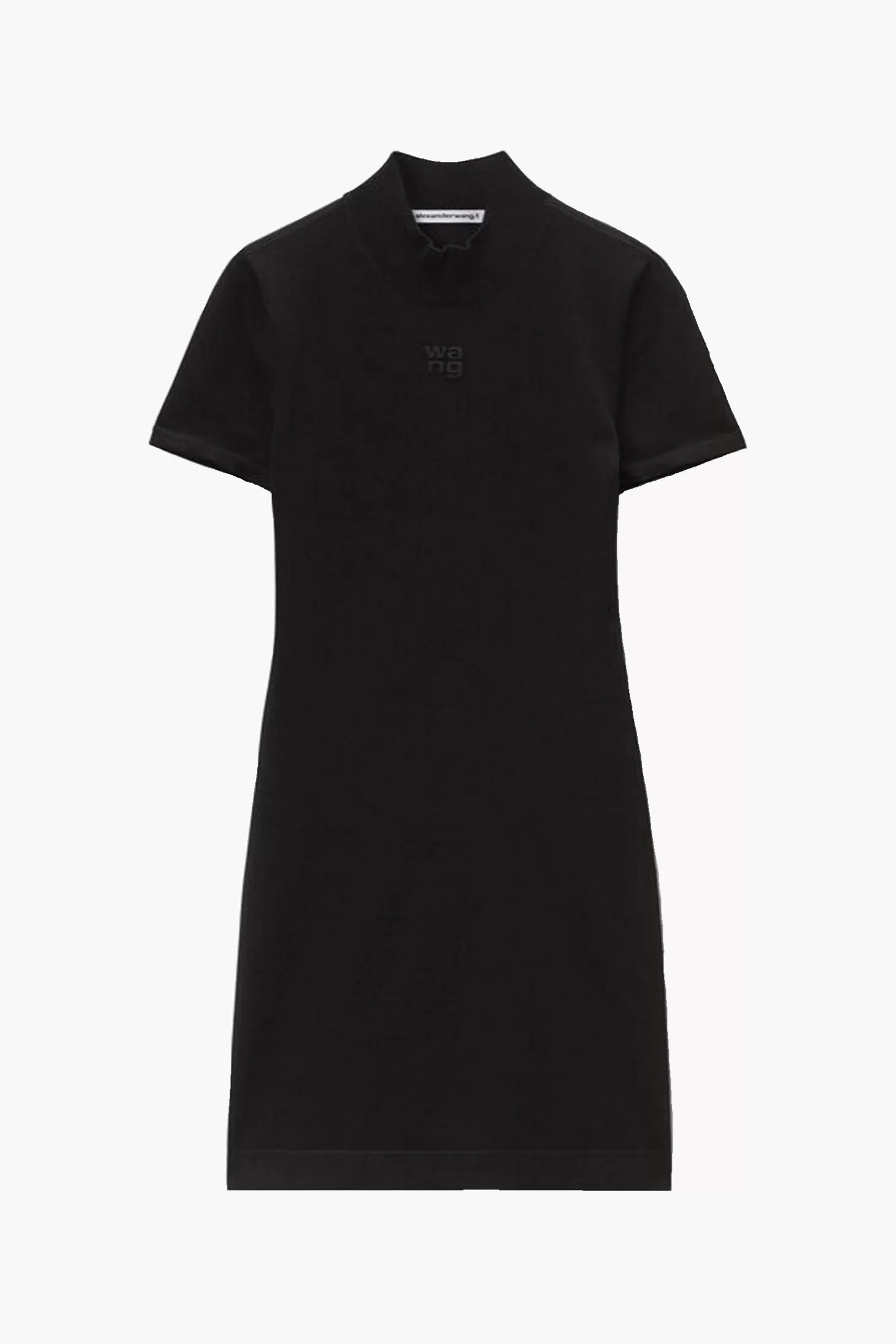 Dresses<ALEXANDERWANG.T MOCK NECK TEE DRESS WITH EMBOSSED LOGO Black