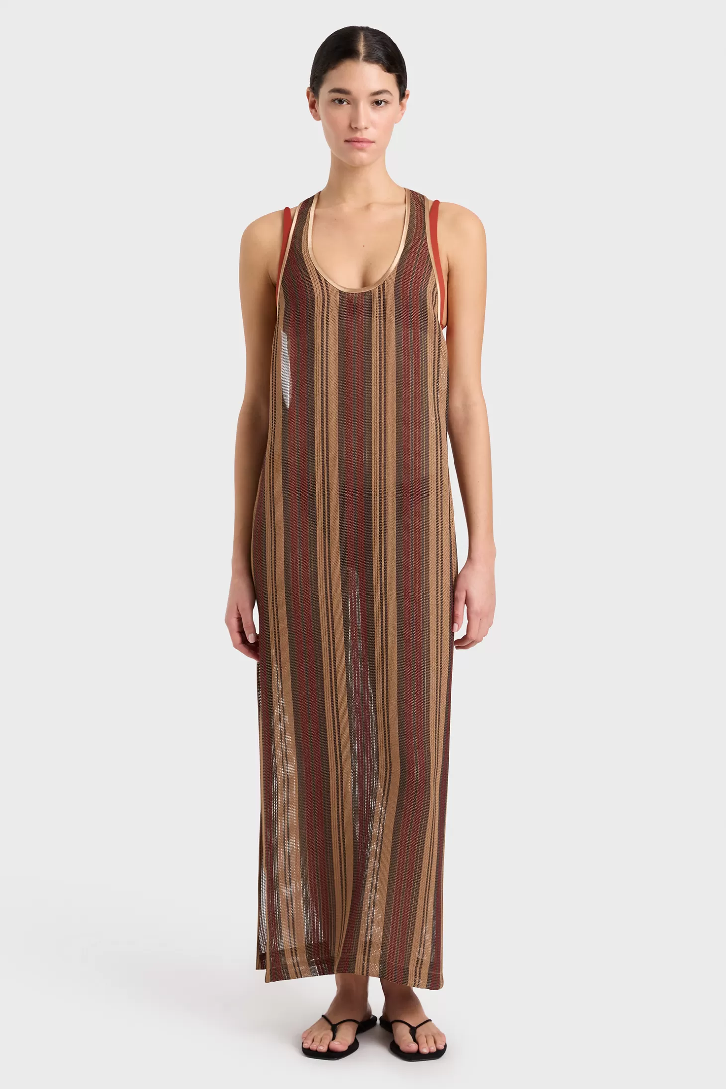 Dresses<BONDI BORN SANA MESH TANK DRESS BronzeStripe