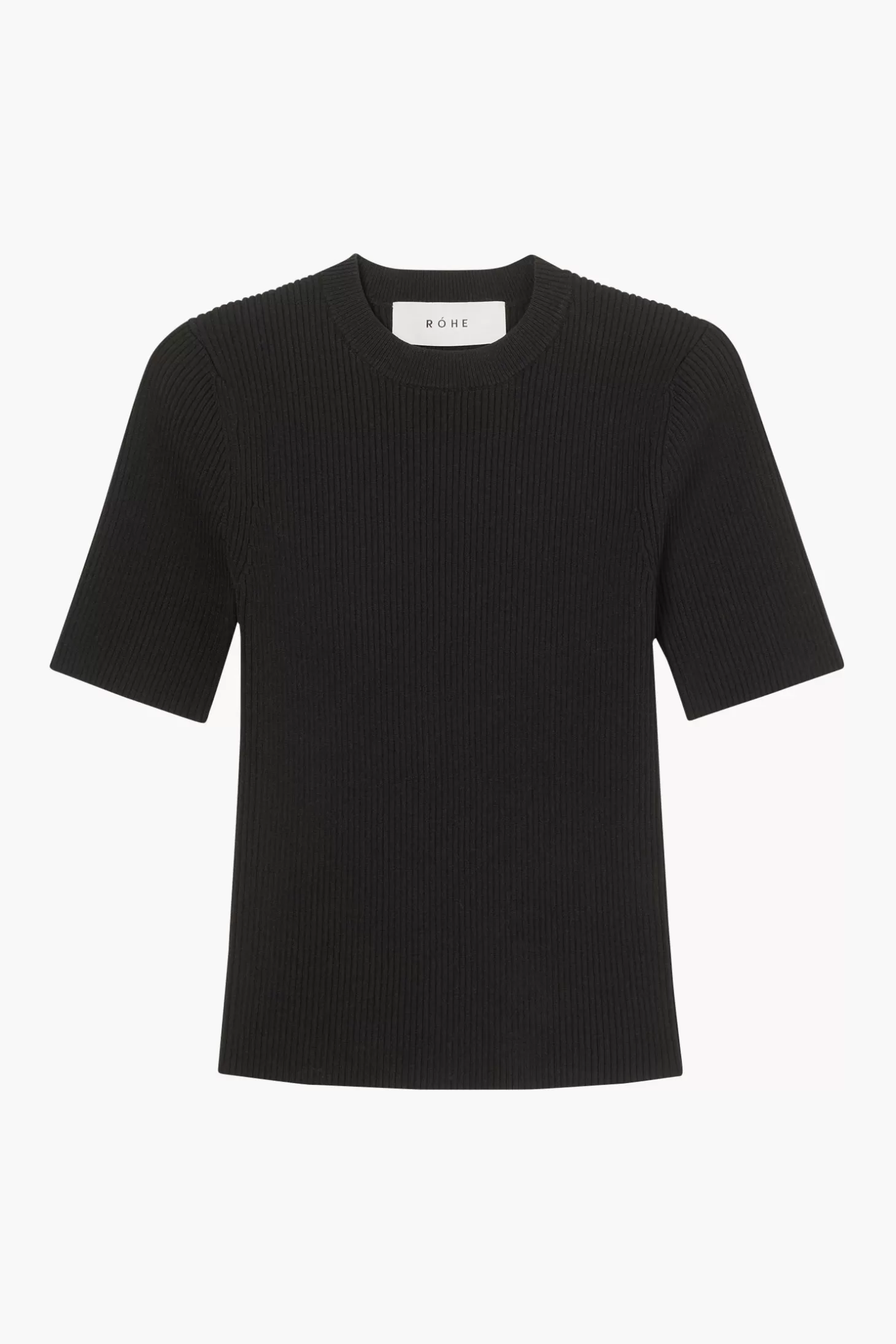 Tops<RÓHE SHORT SLEEVE RIB KNITTED TOP Noir