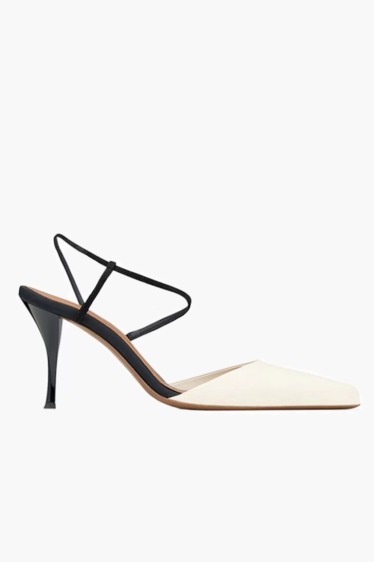 Heels<NEOUS TANGRA LEATHER SUEDE SLINGBACK Cream/Black