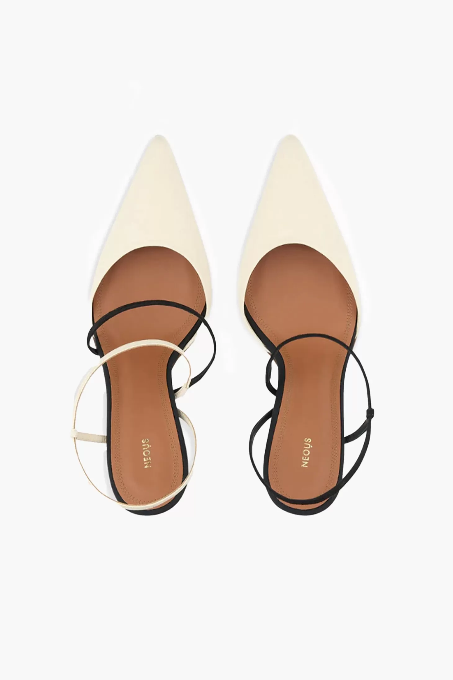 Heels<NEOUS TANGRA LEATHER SUEDE SLINGBACK Cream/Black