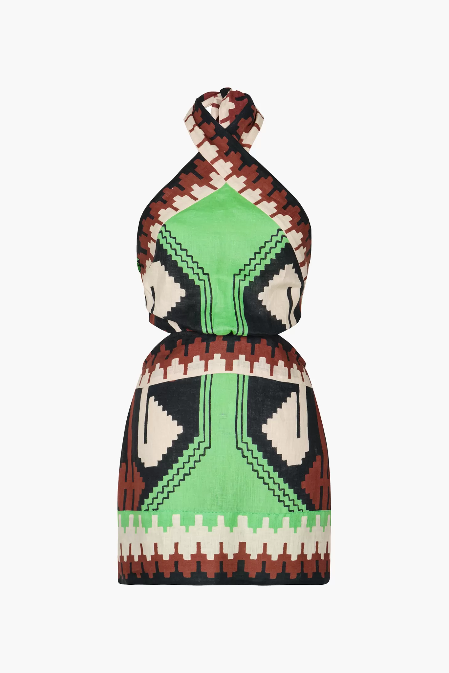 Dresses<JOHANNA ORTIZ TIDE STRENGTH MINI DRESS Green/Black/Paprika/Ecru