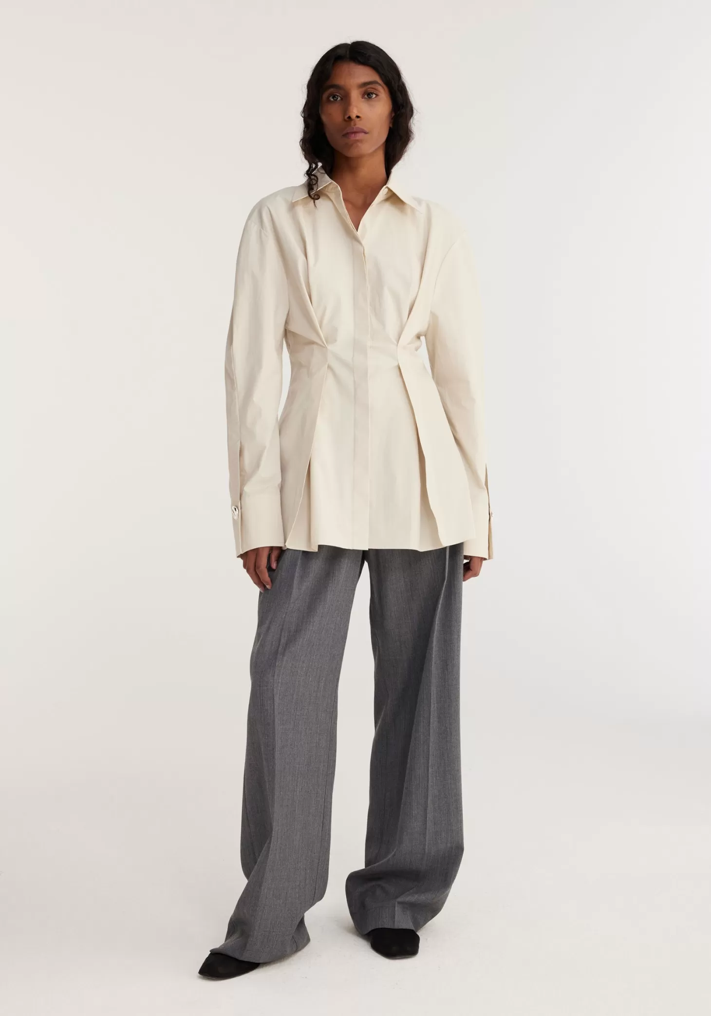 Tops<RÓHE WAISTED POPLIN SHIRT Sand