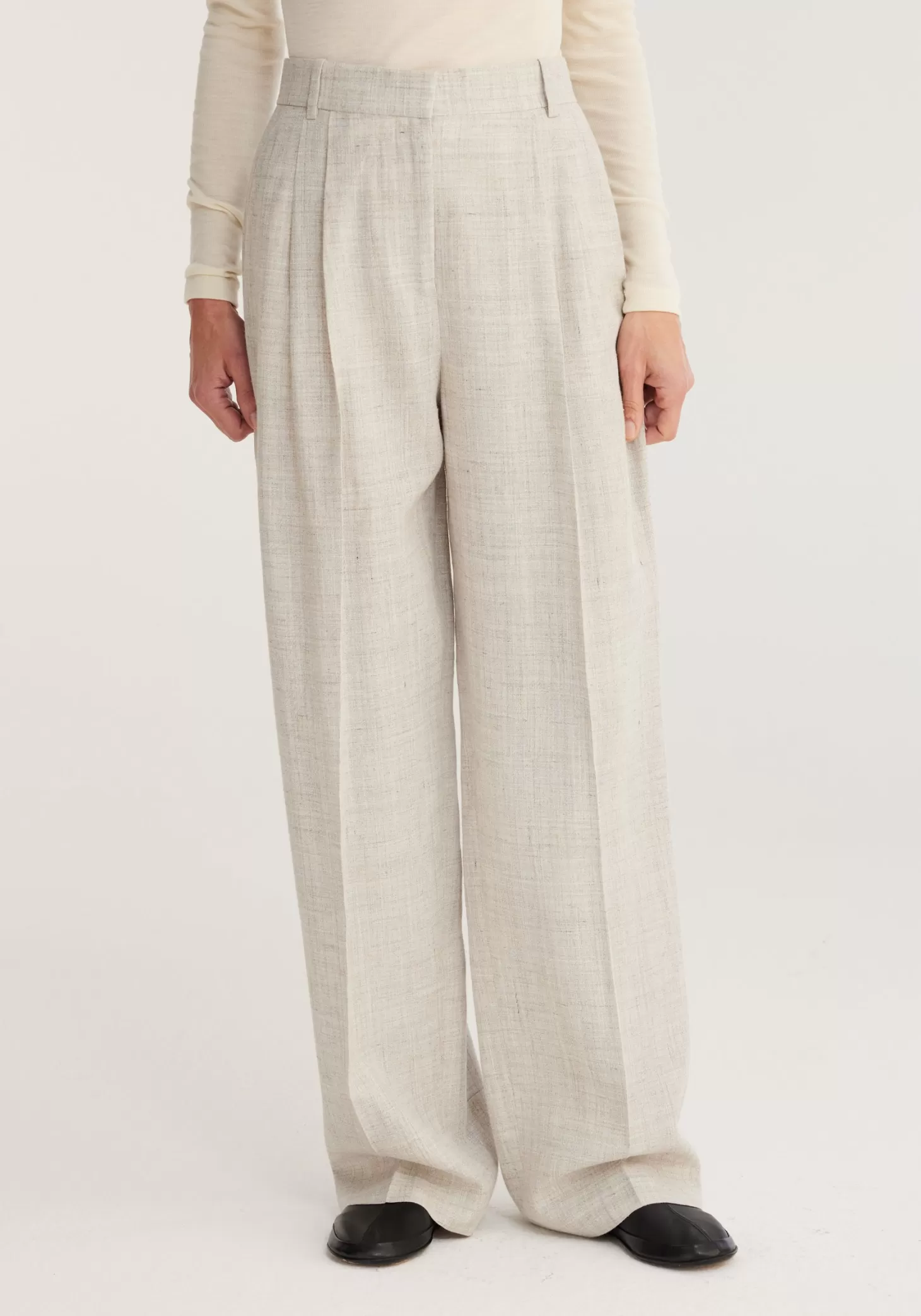 Pants | Matching Sets<RÓHE WIDE LEG PLEATED TROUSERS StoneMelange