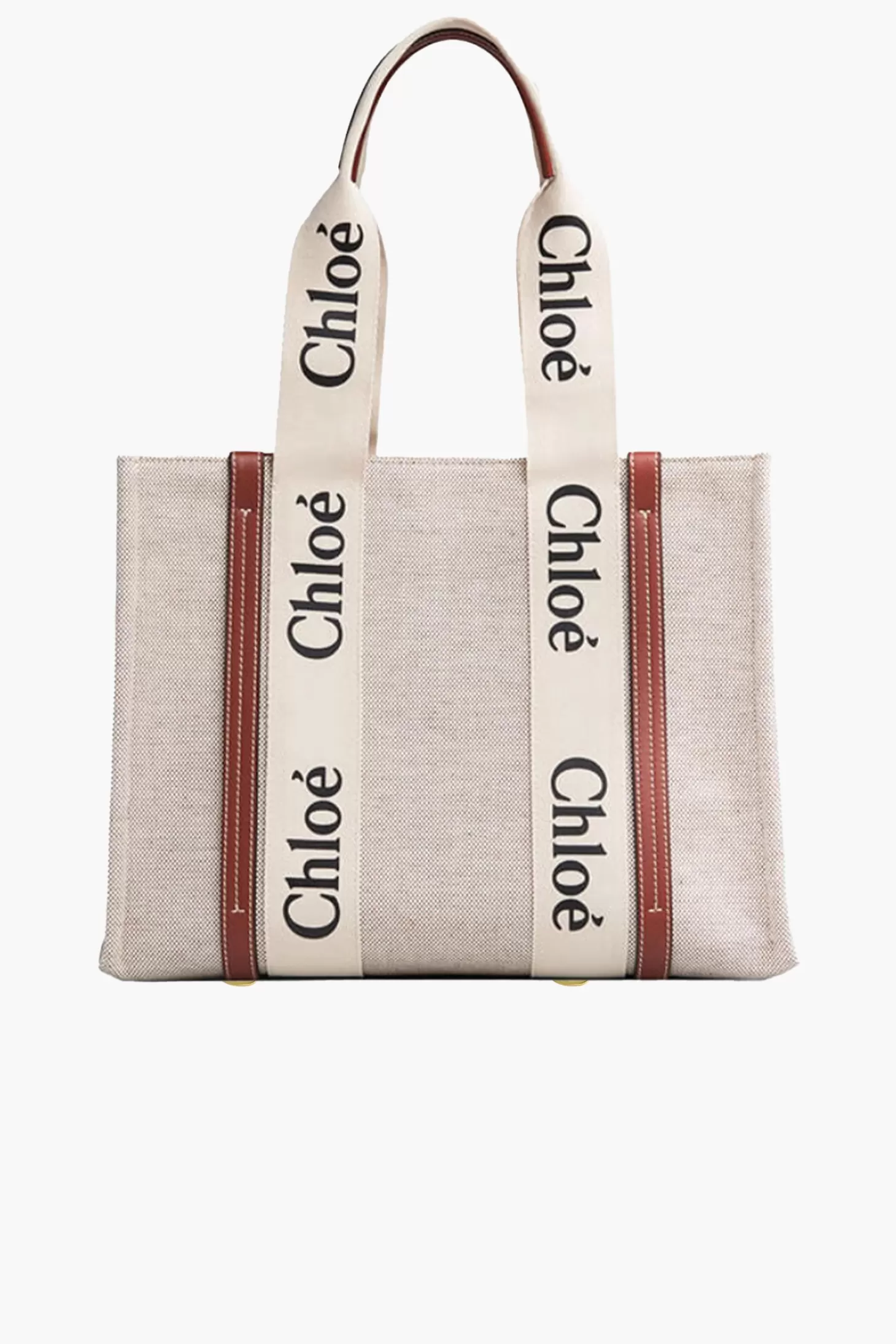 Tote<CHLOÉ WOODY MEDIUM TOTE WhiteandBrown