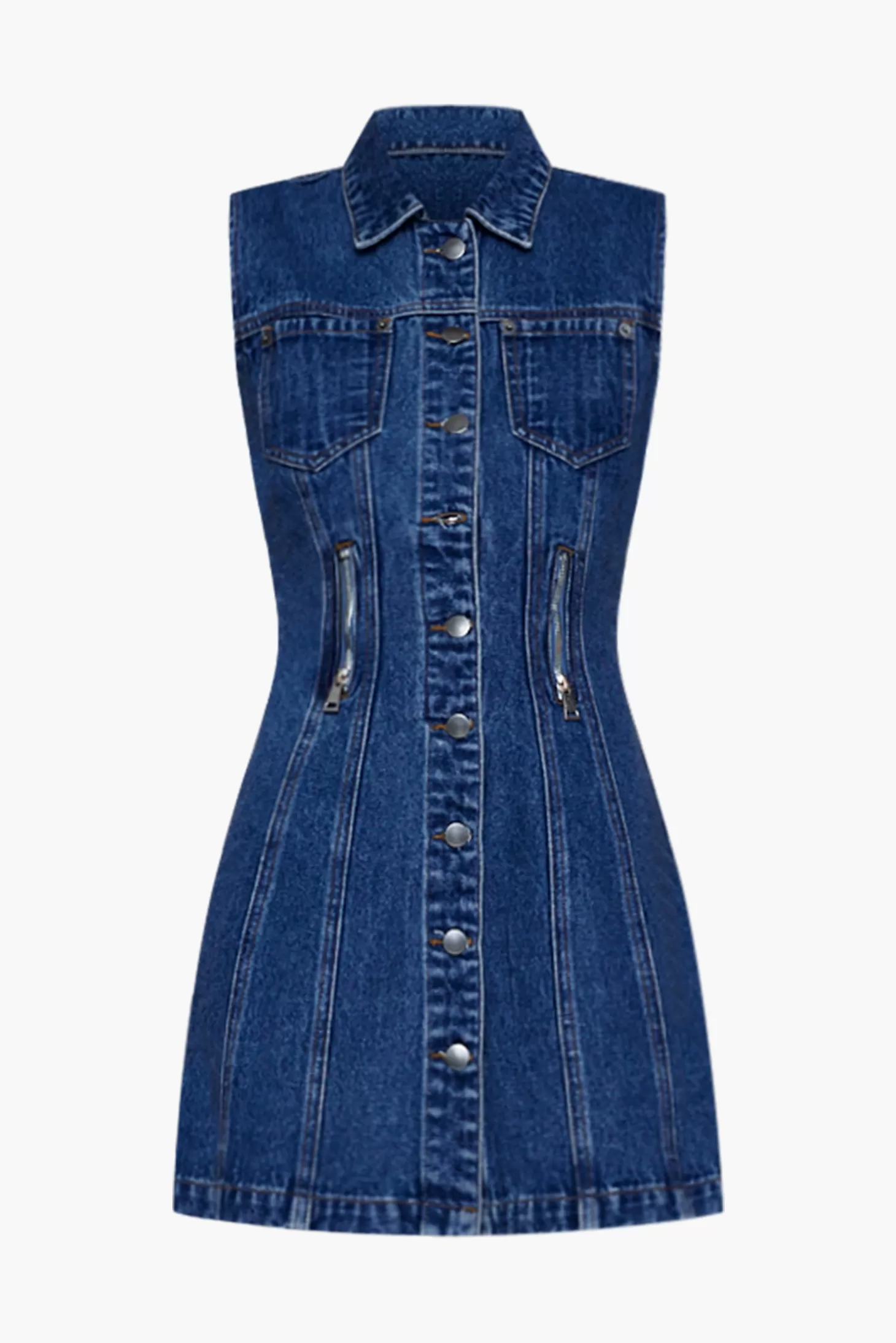 Dresses | Denim<WYNN HAMLYN ZIPPER DENIM MINI DRESS Indigo