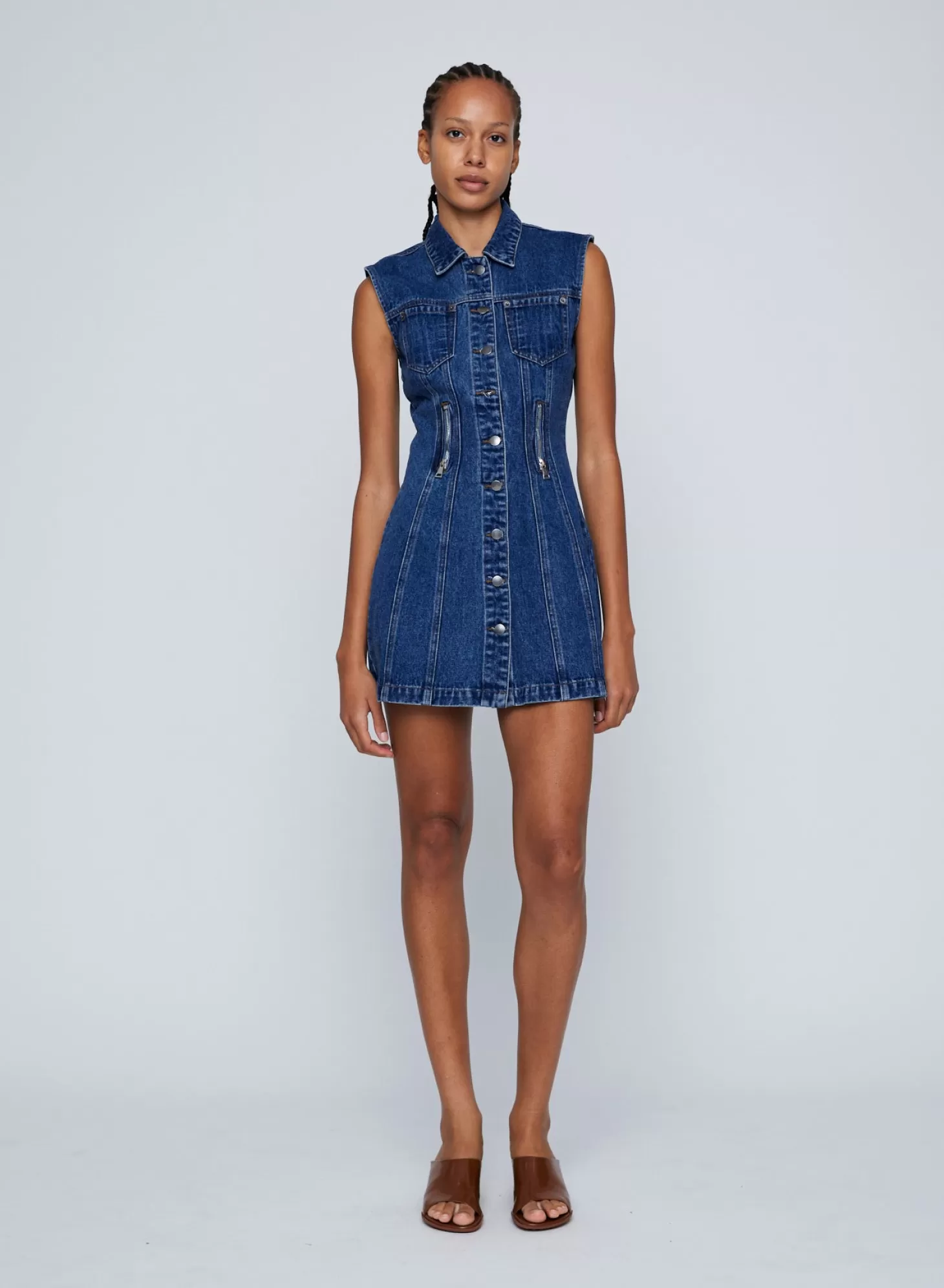 Dresses | Denim<WYNN HAMLYN ZIPPER DENIM MINI DRESS Indigo